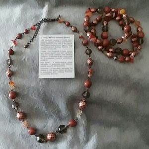 Copper, Red Agate, Goldstone necklace & bracelets
